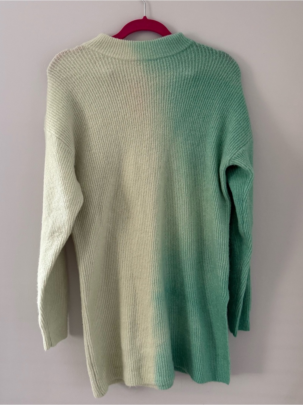 Light Green Ombre Ribbed Women’s Sweater Tunic